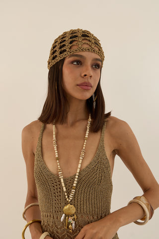 CUFFIA CROCHET LUREX ORO