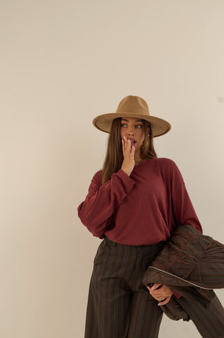 MAGLIA MANICA LUNGA ESSENTIAL BORDEAUX