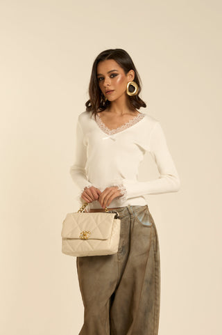 LACE V NECK KNIT