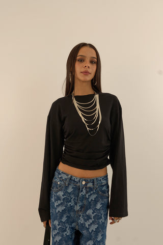MAGLIA MANICHE SVASATE KATE NERO