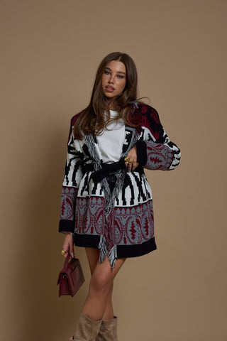 Cardigan Jacquard Bordeaux