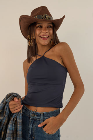 TOP INTRECCIO BLU NAVY