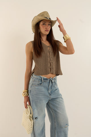 ROMANTIC GILET MARRONE