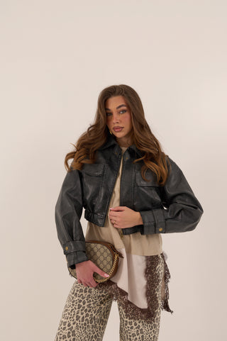 GIACCA PELLE ASPHALT