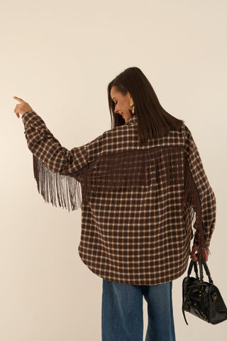 CAMICIA CHECK FRANGE SALOON MARRONE