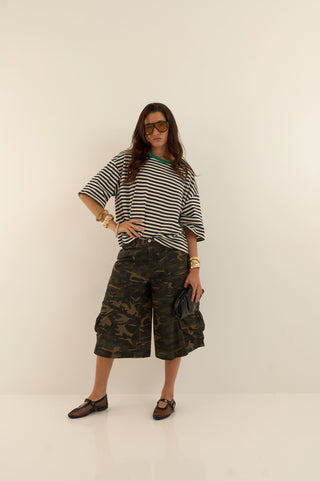 T-SHIRT squadrata a righe MARTINA BLU