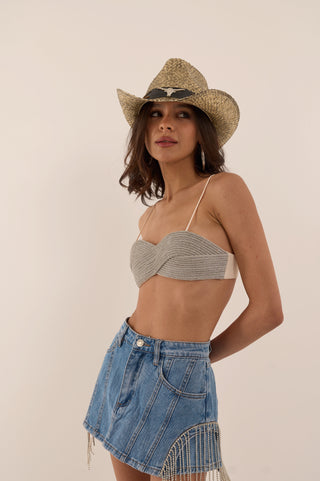 TOP CON STRASS BRINLEY ARGENTO