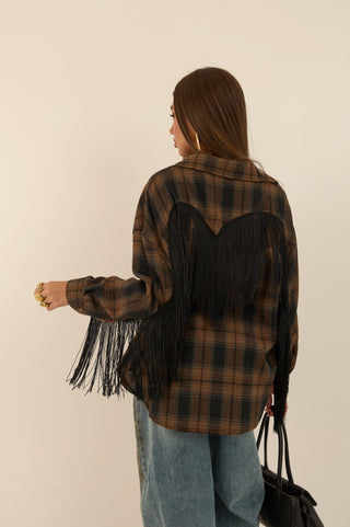 CAMICIA CHECK FRANGE RODEO MARRONE