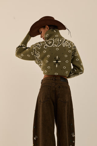 CRYSTAL GARDEN DENIM JEANS MARRONE