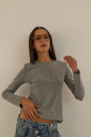 MAGLIA LUNGA BOTTONCINI GRIGIO