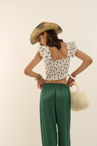 PANTALONE SATIN VERDE BOSCO