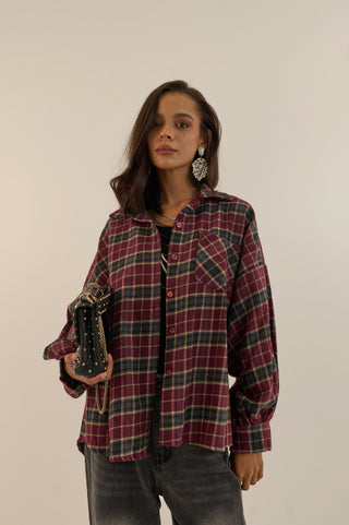 CAMICIA TARTAN TAYLOR BORDEAUX