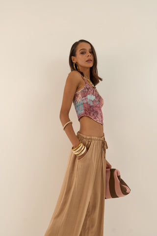 PANTALONE SATIN SABBIA