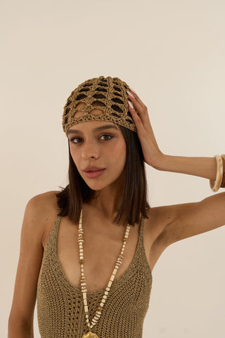 CUFFIA CROCHET LUREX ORO