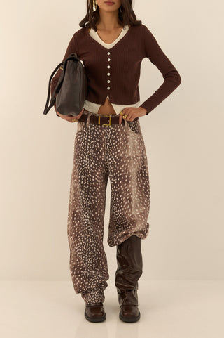JEANS WIDE LEG DAINO MARRONE