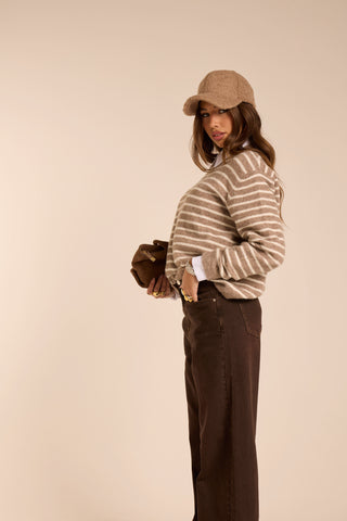Maglione a righe BEIGE&WHITE