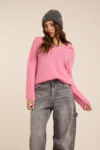 Maglione a polo PINK ALPACA