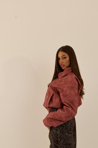GIACCA BOMBER BERRY SUEDE