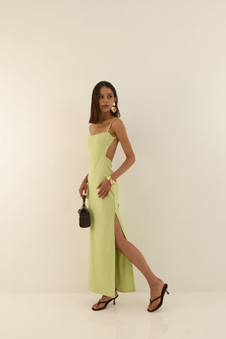 ABITO ELEGANTE ARRICCIATURA MATCHA