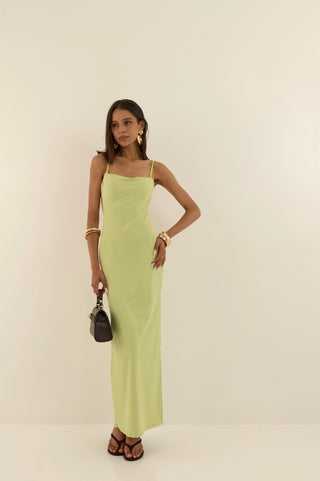 ABITO ELEGANTE ARRICCIATURA MATCHA