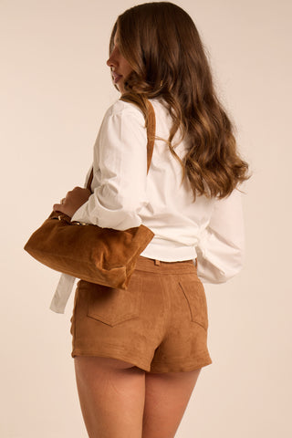 Mini short suede CHESTNUT