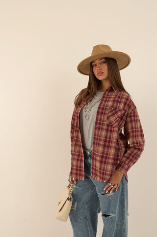 CAMICIA WESTERN BORDEAUX