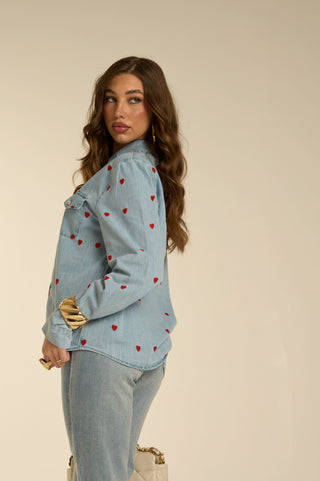 RED HEART DENIM shirt