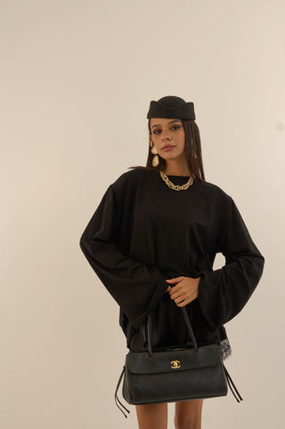 MAGLIA CON SPALLINA IMBOTTITA BEL NERO