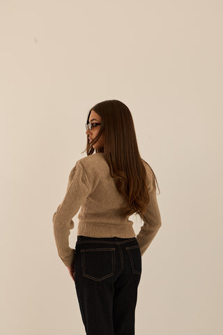 MAGLIONE COSTE SCULTURA BEIGE