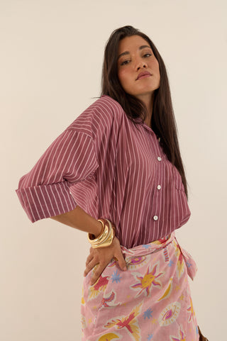 CAMICIA RIGATA ROSA MALVA