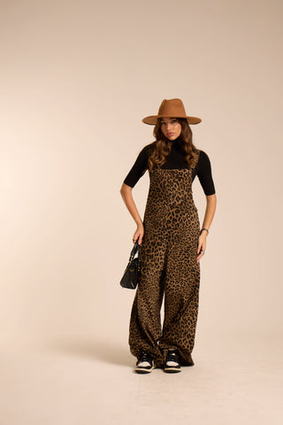 Salopette in jeans LADY LEOPARD