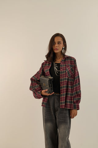 CAMICIA TARTAN TAYLOR BORDEAUX