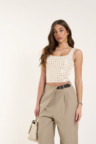 BEIGE STUDS TOP