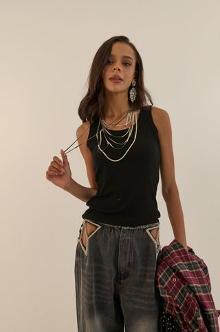 JEANS CUT-OT TIFFANY NERO