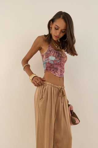 PANTALONE SATIN SABBIA