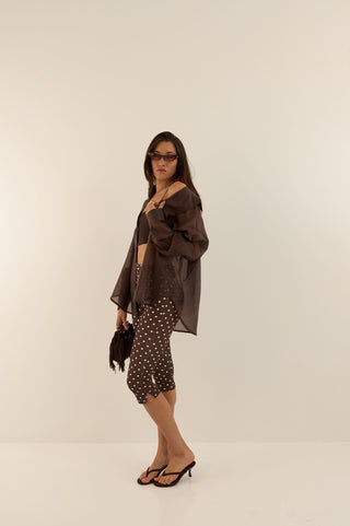 SECOND SKIN CAPRI POIS MARRONE