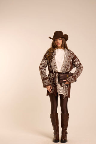 Cardigan Jacquard Brown