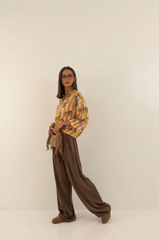 PANTALONE SATIN CIOCCOLATO