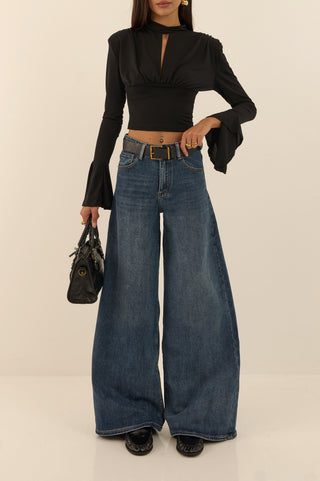 WIDE LEG CON CINTURA DENIM JEANS