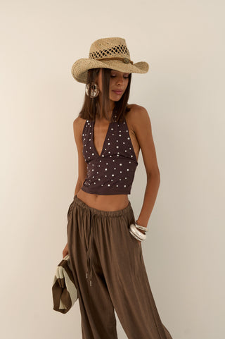 TOP HALTER RODEO MARRONE