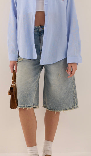 BERMUDA DENIM STRAPPATO SLAVATO