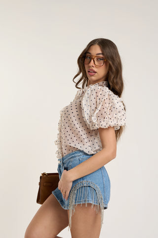 ROUGE E POIS SEMI-TRASPARENT SHIRT