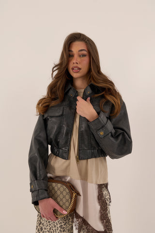 GIACCA PELLE ASPHALT
