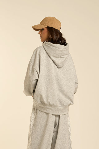 WHITE LACE STREET HOODIE