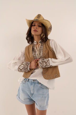 GILET IN SUEDE RANCH