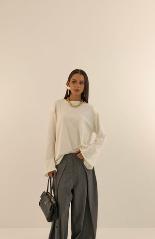PANTALONE SARTORIALE OFFICE GESSATO GRIGIO