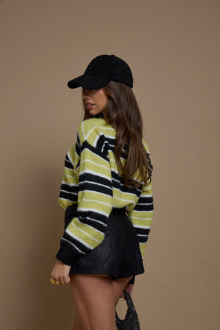 Maglione a righe LIME GREEN Stripe