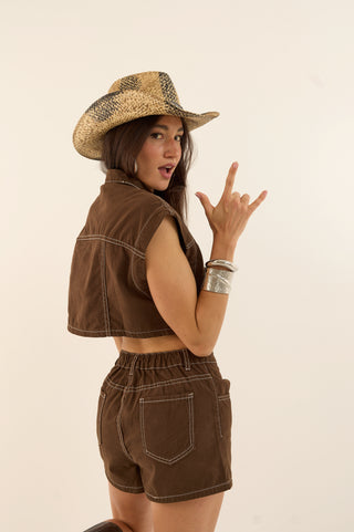 GILET DENIM CHOCO&WHITE