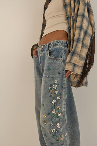 CRYSTAL GARDEN DENIM JEANS