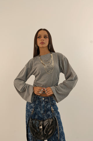 MAGLIA MANICHE SVASATE KATE GRIGIO